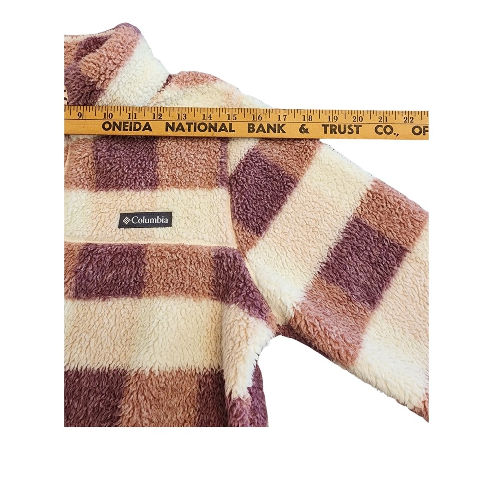 Columbia Benton Springs Womens Medium Purple Pink Check Full Zip Fleece - Picture 12 of 12